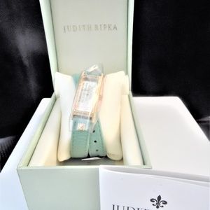 Judith Ripka Stain.Steel Goldtone Leath.Wrap Watch